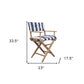 23" Blue and White and Natural Wood Solid Wood Indoor Outdoor Director Chair with Blue and White Cushion