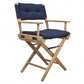 Navy Blue And Brown Solid Wood Director Chair With Navy Blue Cushion