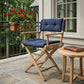 Navy Blue And Brown Solid Wood Director Chair With Navy Blue Cushion