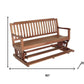 60" Brown Solid Teak Outdoor Glider Bench