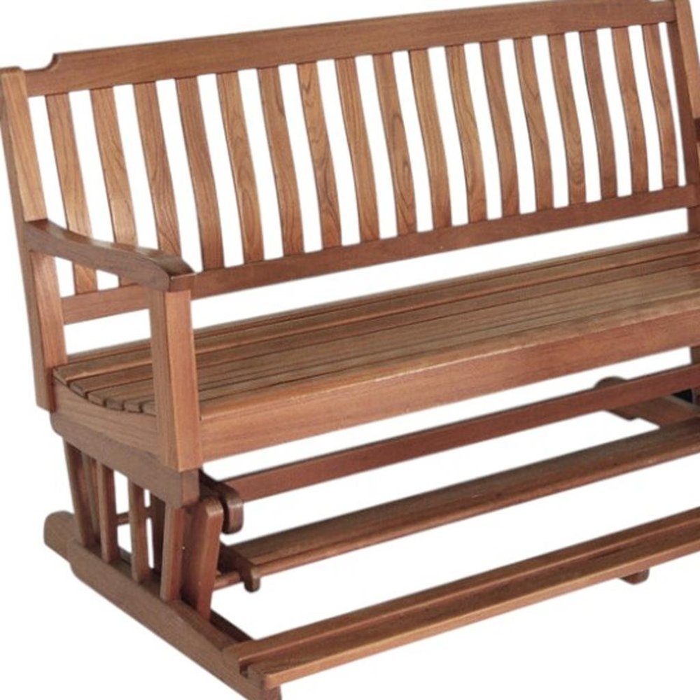 60" Brown Solid Teak Outdoor Glider Bench