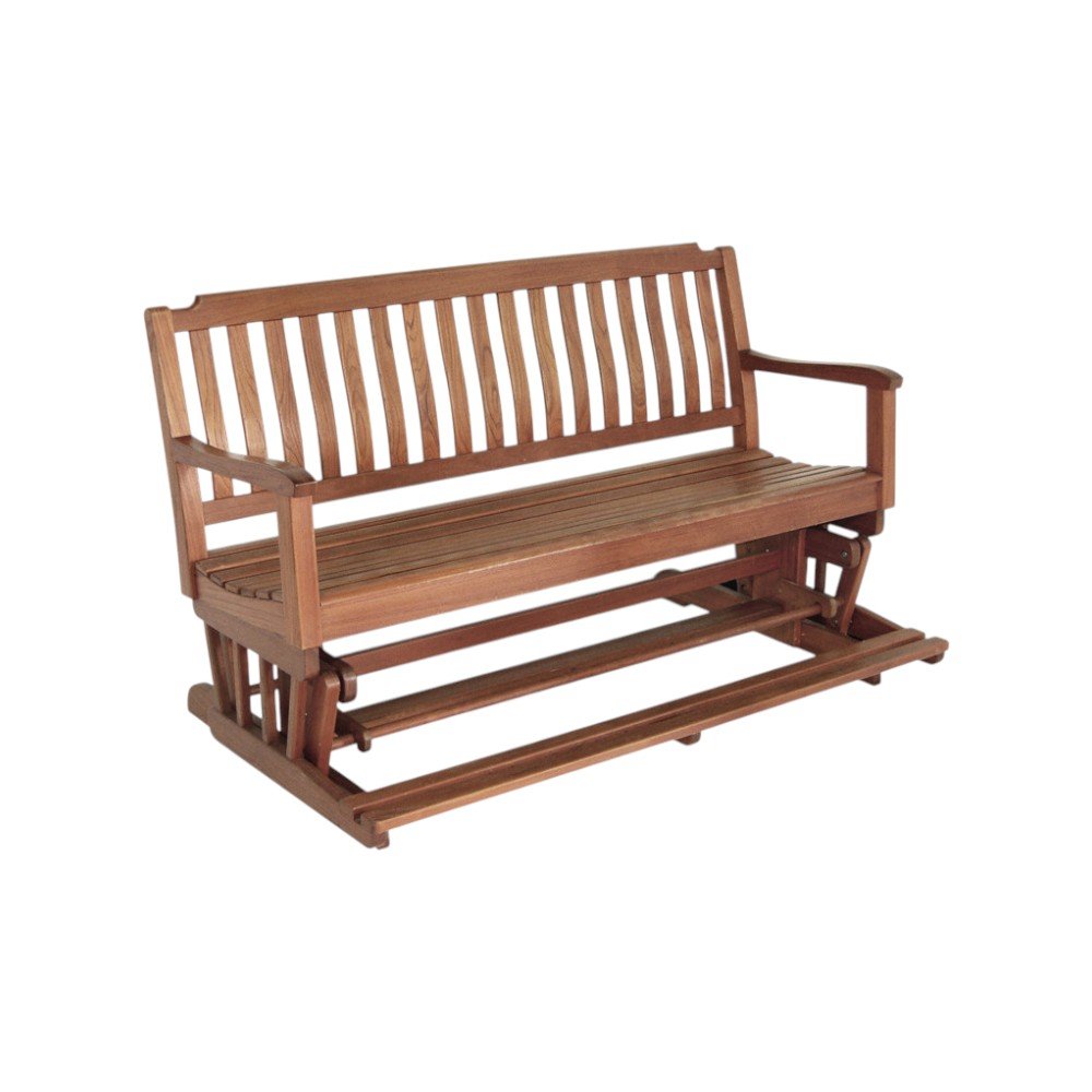 60" Brown Solid Teak Outdoor Glider Bench