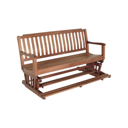 60" Brown Solid Teak Outdoor Glider Bench