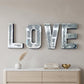 Silver Mirrored Mosaic Crystal Bling LOVE Wall Decor