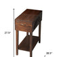 28" Dark Brown Solid Wood Rectangular End Table With Drawer And Shelf