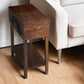 28" Dark Brown Solid Wood Rectangular End Table With Drawer And Shelf