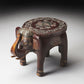 15" Brown Hand Painted Floral Three Dimensional Elephant End Table