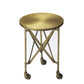 24" Antiqued Gold Iron Round Rolling End Table