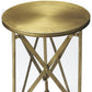 24" Antiqued Gold Iron Round Rolling End Table