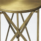 24" Antiqued Gold Iron Round Rolling End Table