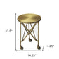 24" Antiqued Gold Iron Round Rolling End Table