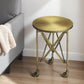 24" Antiqued Gold Iron Round Rolling End Table