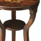24" Wood Brown Wood And Solid Wood Round End Table With Shelf