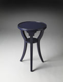 24" Blue Wood And Solid Wood Round End Table With Shelf