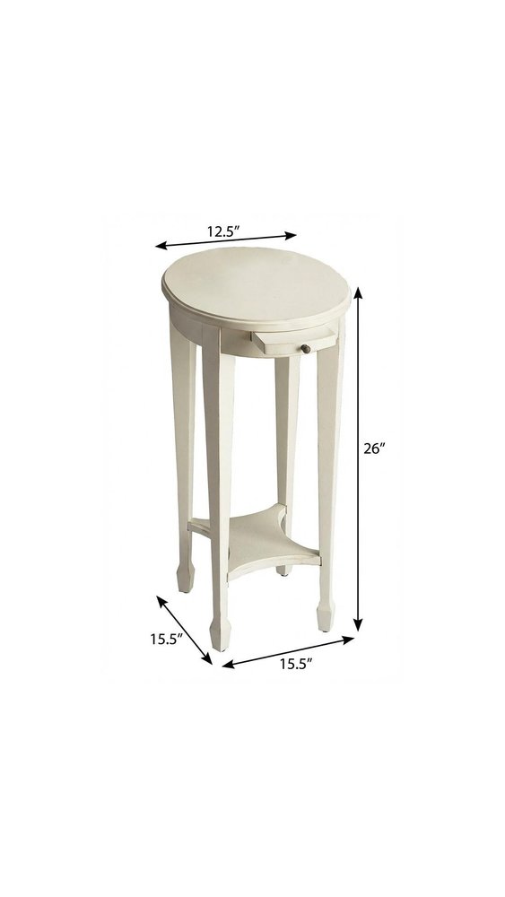 26" White Oval End Table With Shelf