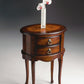 26" Dark Brown And Cherry Manufactured Wood Oval End Table With Two Drawers