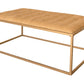 48" Gold And Brown Leather Rectangular Coffee Table