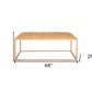 48" Gold And Brown Leather Rectangular Coffee Table
