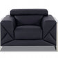 48" Black And Silver Italian Leather Club Chair