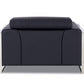 48" Black And Silver Italian Leather Club Chair