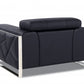 48" Black And Silver Italian Leather Club Chair