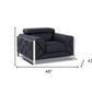 48" Black And Silver Italian Leather Club Chair