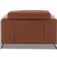 48" Camel And Silver Italian Leather Arm Chair