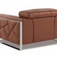 48" Camel And Silver Italian Leather Arm Chair