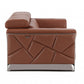 48" Camel And Silver Italian Leather Arm Chair