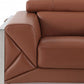 48" Camel And Silver Italian Leather Arm Chair