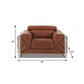 48" Camel And Silver Italian Leather Arm Chair