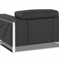 48" Dark Slate Gray And White Italian Leather Arm Chair
