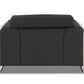 48" Dark Slate Gray And White Italian Leather Arm Chair