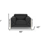 48" Dark Slate Gray And White Italian Leather Arm Chair