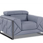 48" Light Blue And Black Italian Leather Arm Chair