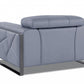 48" Light Blue And Black Italian Leather Arm Chair