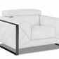 48" White And Gunmetal Italian Leather Arm Chair