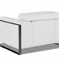 48" White And Gunmetal Italian Leather Arm Chair