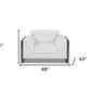 48" White And Gunmetal Italian Leather Arm Chair