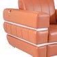 48" Camel And Silver Italian Leather Arm Chair