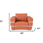 48" Camel And Silver Italian Leather Arm Chair