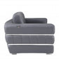 48" Dark Slate Gray And White Italian Leather Arm Chair