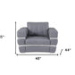 48" Dark Slate Gray And White Italian Leather Arm Chair