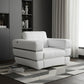 48" White Italian Leather Arm Chair