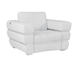 48" White Italian Leather Arm Chair
