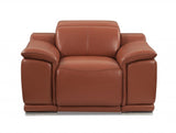 48" Camel And Silver Italian Leather Arm Chair