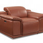 48" Camel And Silver Italian Leather Arm Chair