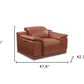 48" Camel And Silver Italian Leather Arm Chair