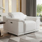 48" White Italian Leather Arm Chair