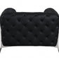 45" Black And Silver Italian Leather Tufted Chesterfield Chair